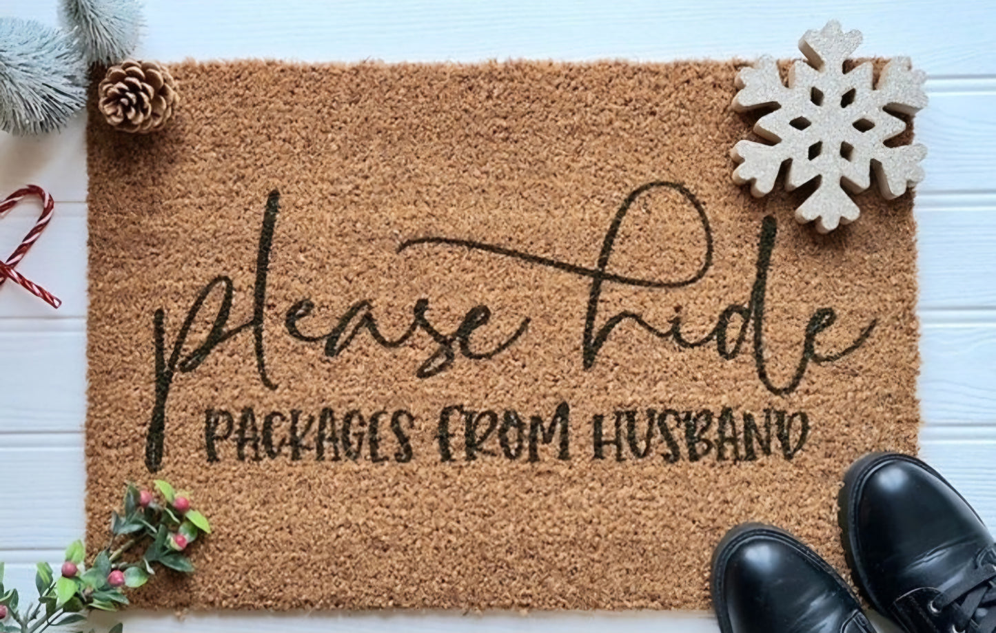 'Please hide packages from husband' Doormat