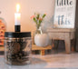 Large Glass Candle Holder With Black Lid