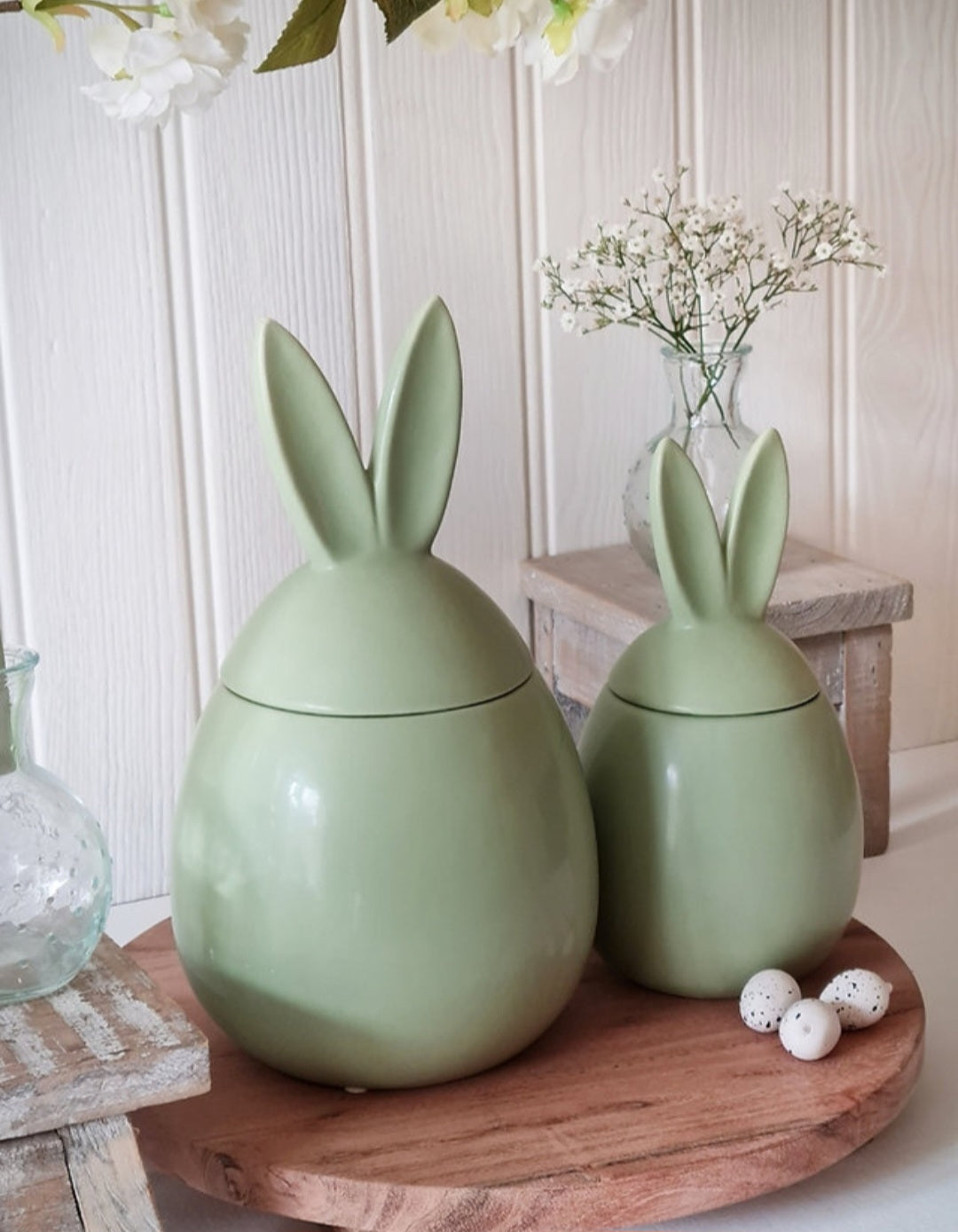 Sage Green Bunny Jars