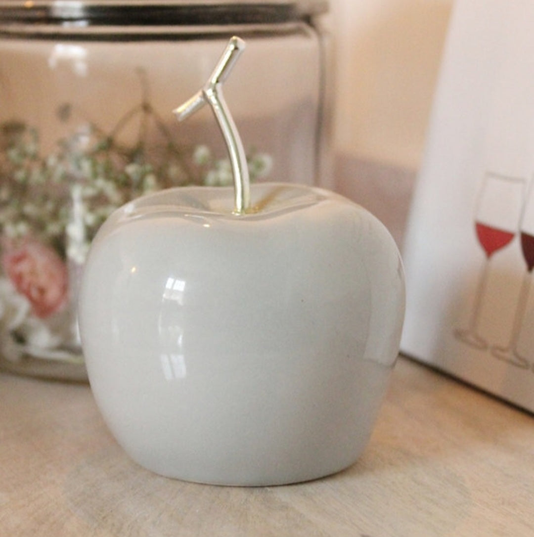 Small Grey Ceramic Apple - IMPERFECT