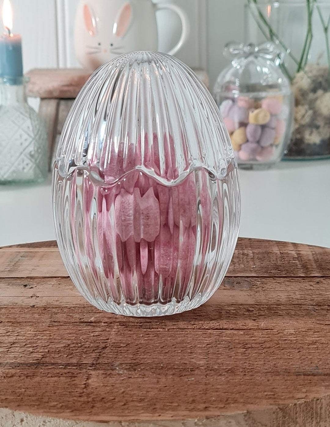 Stripe Glass Egg Jar