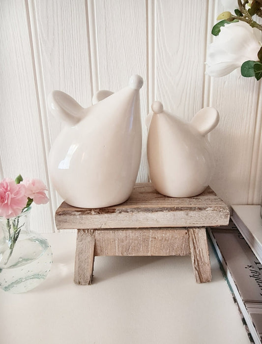 White Ceramic Mice - Set of 2