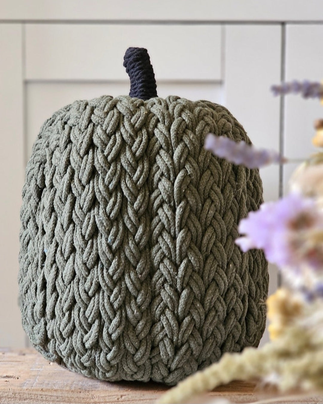 Large Cable Knit Pumpkin - Green