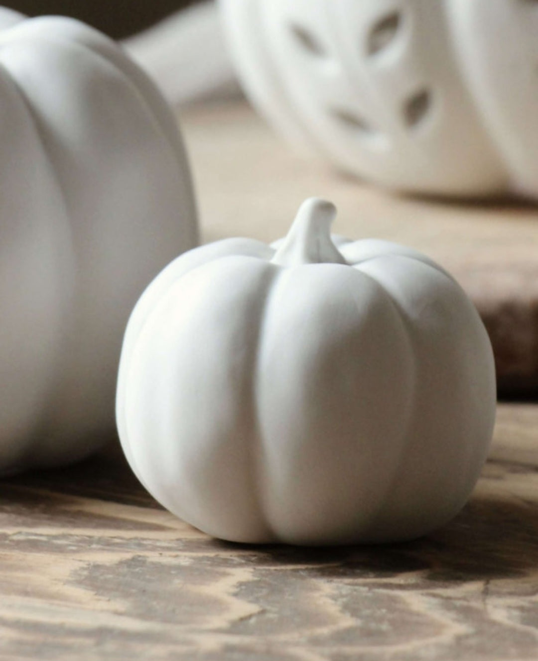 Trio of Mini Porcelain Pumpkins