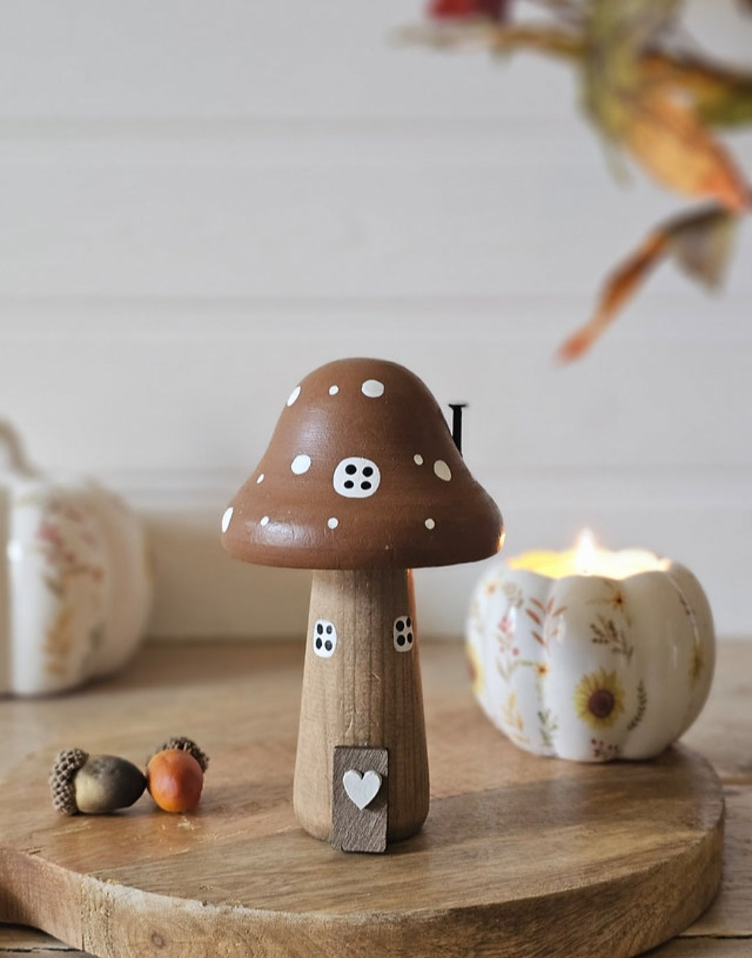 Brown Wooden Mushroom House - Tall