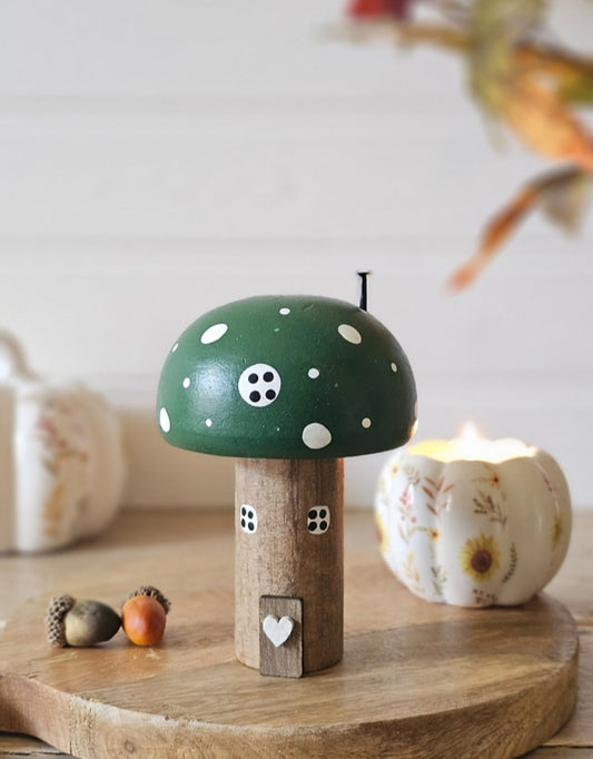 Forest Green Wooden Mushroom House