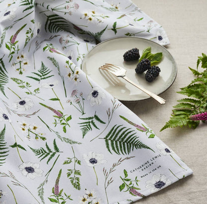 100% Cotton Luxury Wild Meadow Tea Towel - Ivory