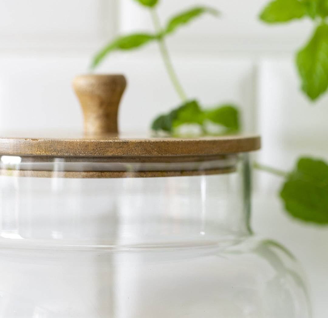 Bamboo Lidded Glass Storage Jar