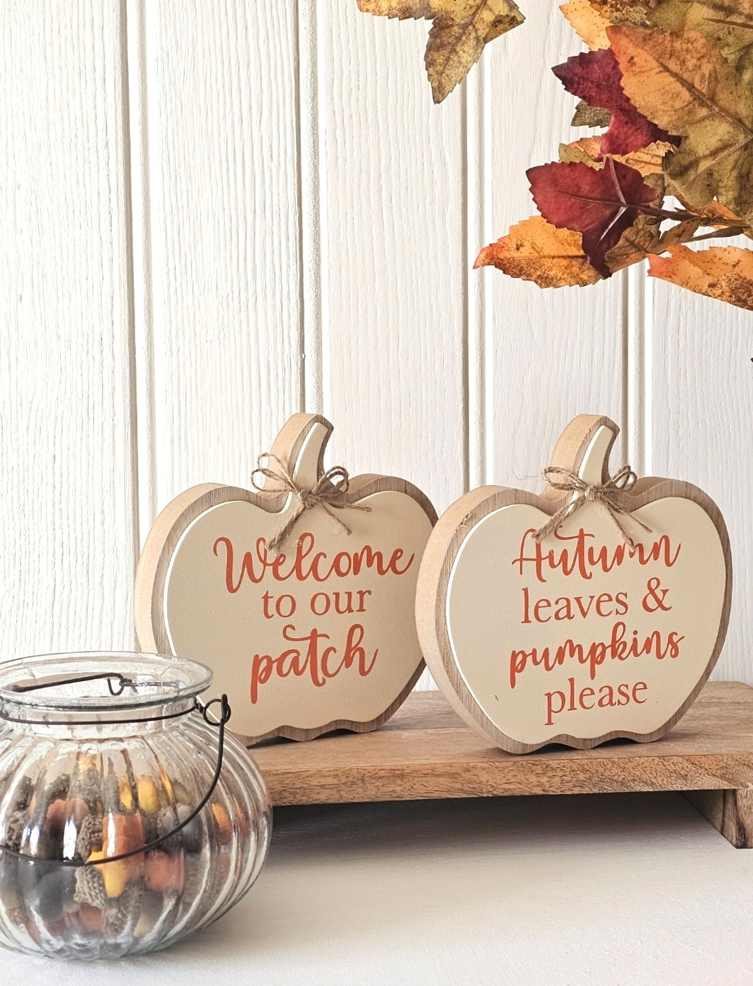 Chunky Wooden Pumpkin Blocks - 2 Slogans