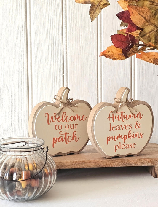 Chunky Wooden Pumpkin Blocks - 2 Slogans