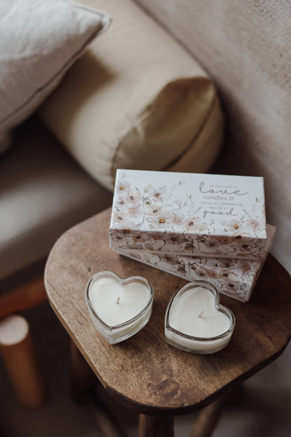 Set of Gift Boxed Heart Candles | Prosecco Scented