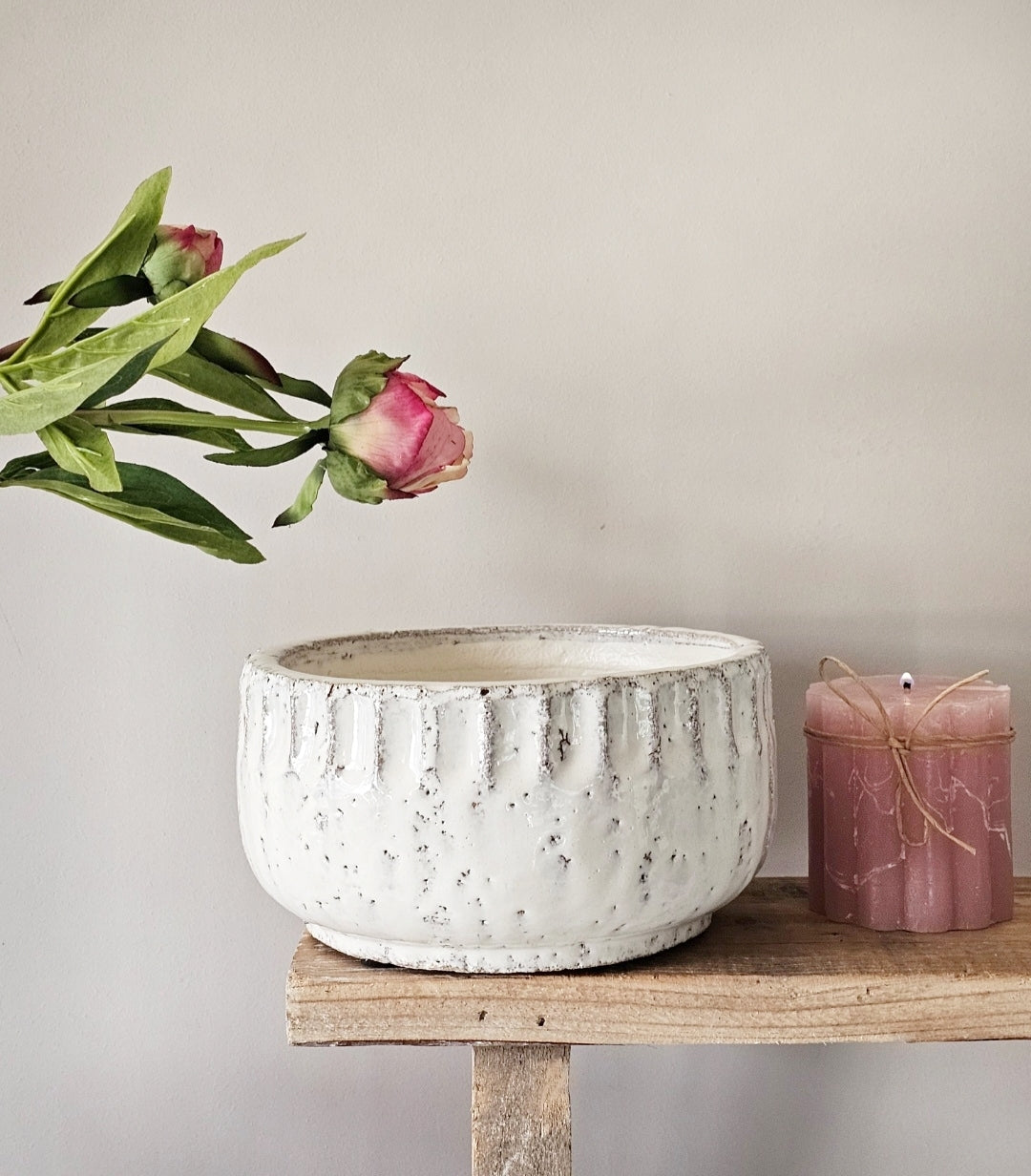 White Glazed Deco Bowl