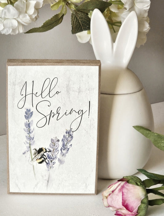 Hello Spring Wooden Block