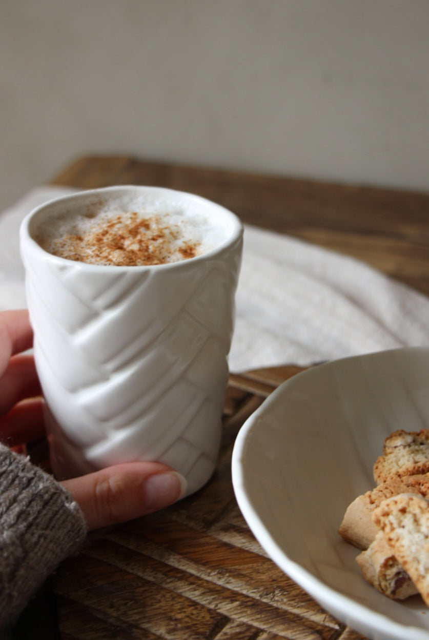 Herringbone Pattern White Cup