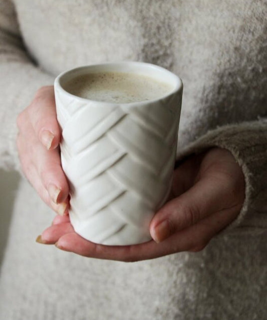 Herringbone Pattern White Cup