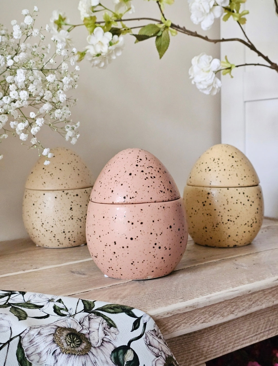 Large Speckled Egg Pot - Rose Taupe