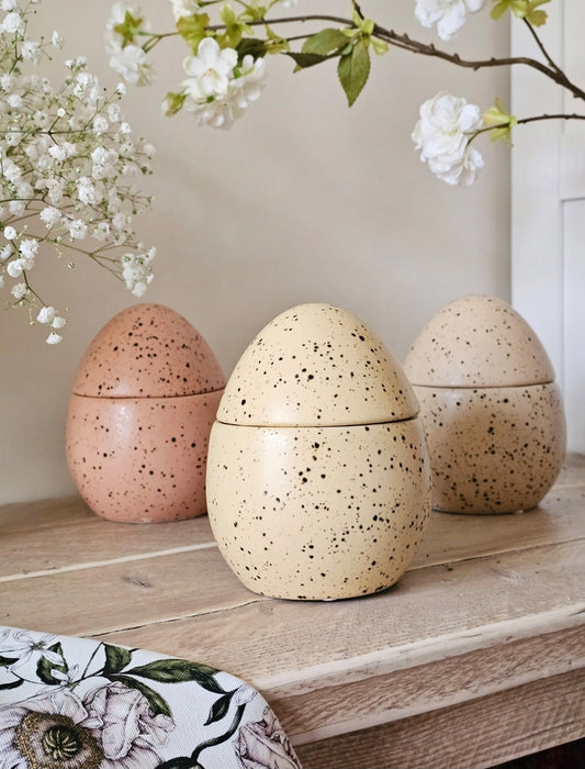 Large Speckled Egg Pot - Soft Yellow