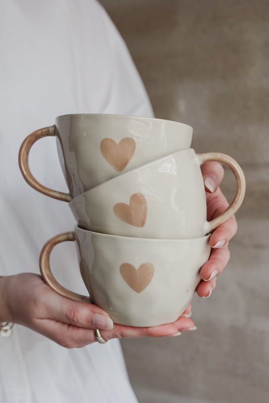 Large Heart Mug - Taupe