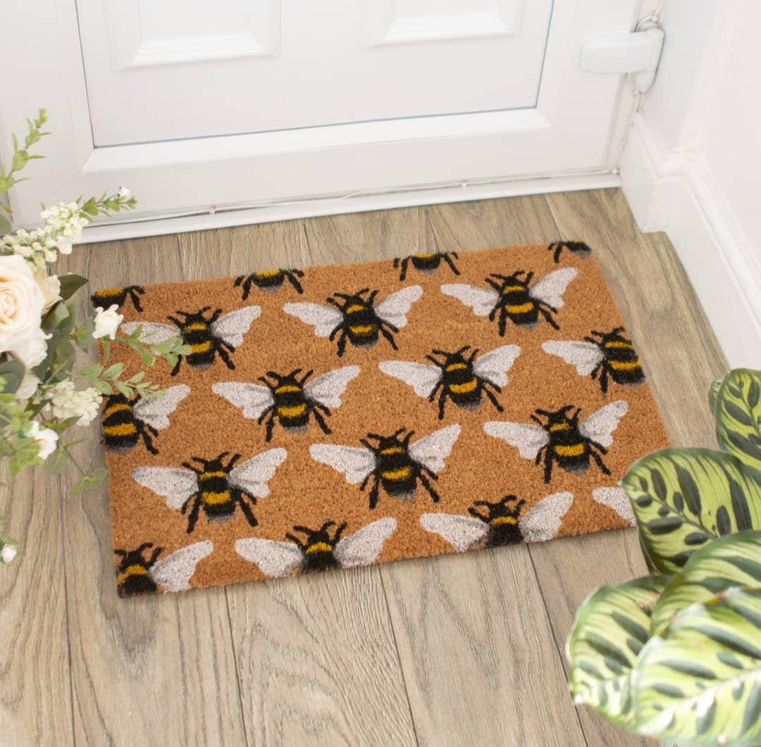 Natural Bee Print Doormat