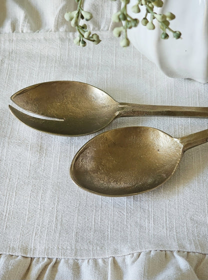 Pair of Brass Salad Servers