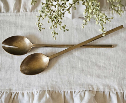 Pair of Brass Salad Servers