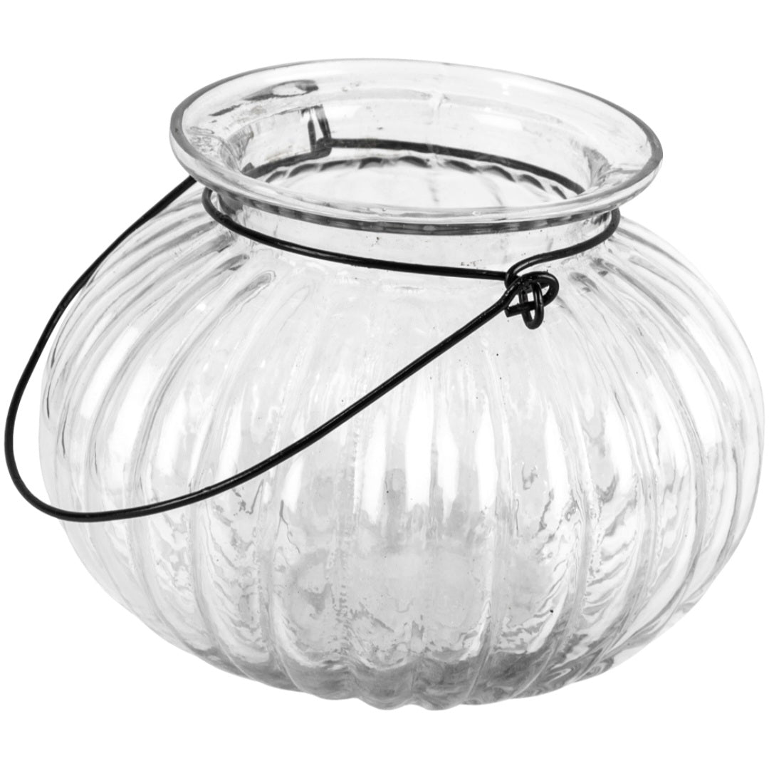 Ribbed Hanging Glass Lantern