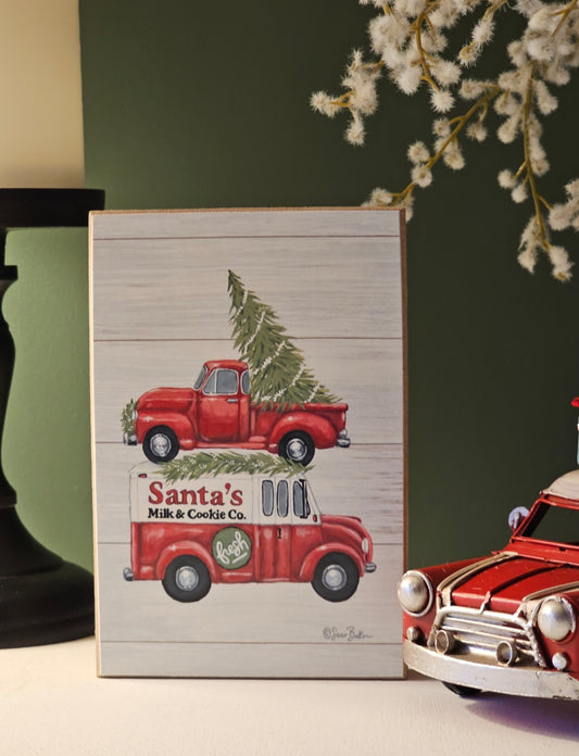 Santa's Milk & Cookie Wooden Block