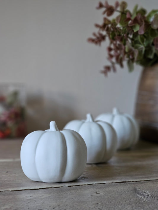 Trio of Mini Porcelain Pumpkins