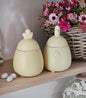 Set of 2 Rooster & Hen Jars - Soft Yellow