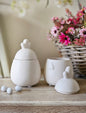 Set of 2 Rooster & Hen Jars  - Off White