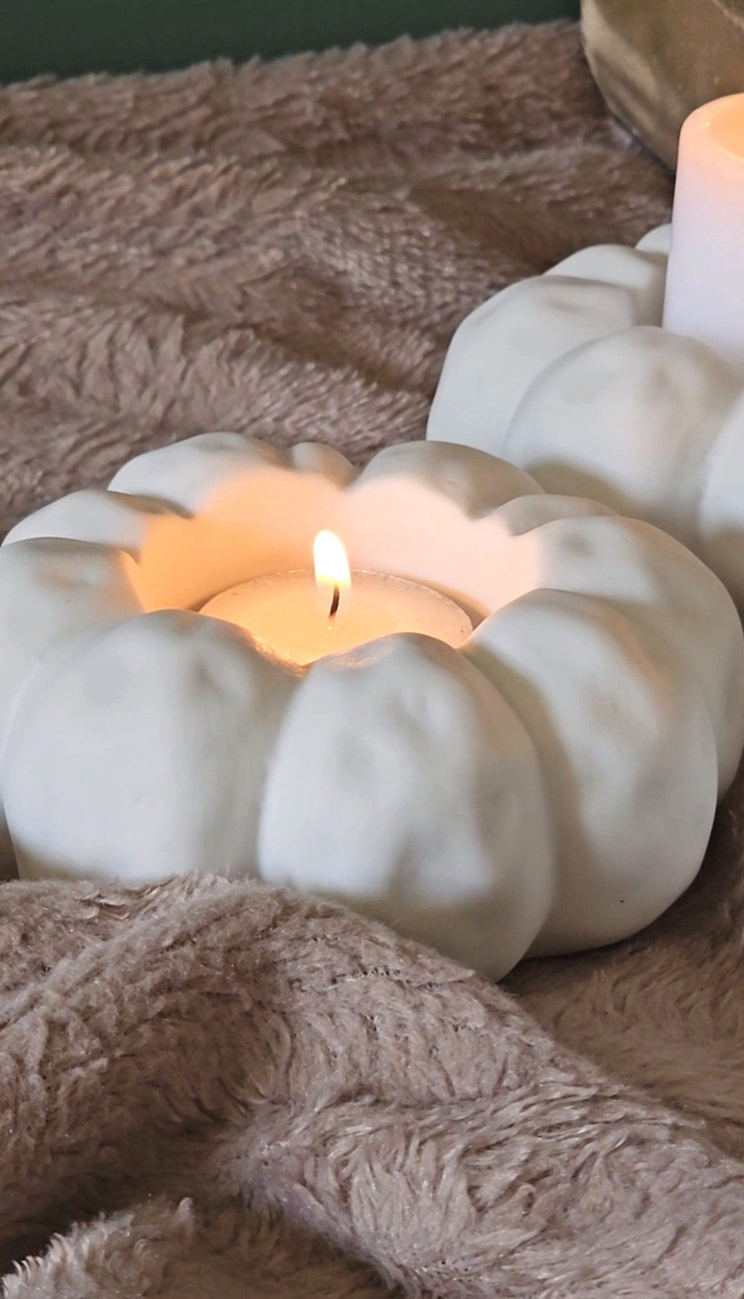 Soft White Pumpkin Tealight Holder