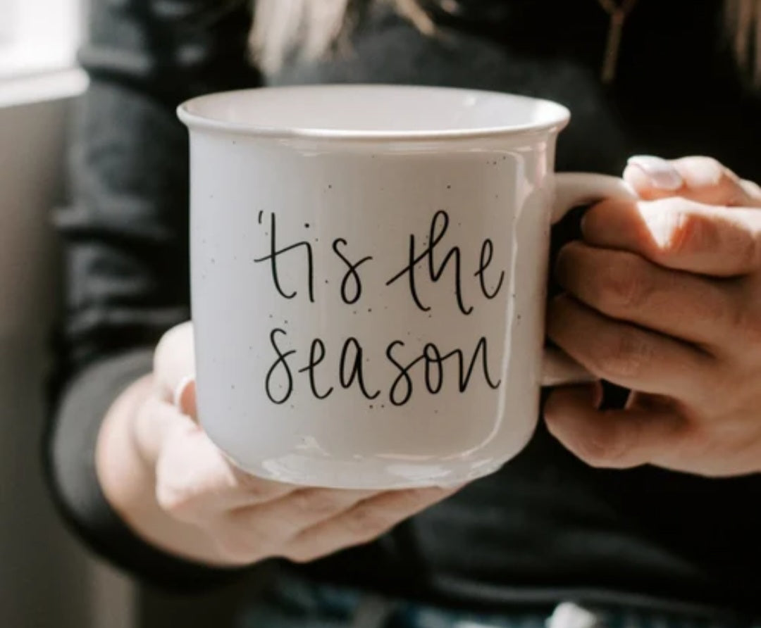 Tis The Season Rustic White Ceramic Mug