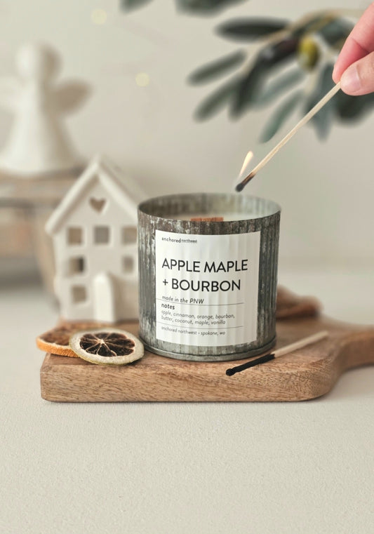 Triple Scented Wood Wick Candle - Apple Maple & Bourbon