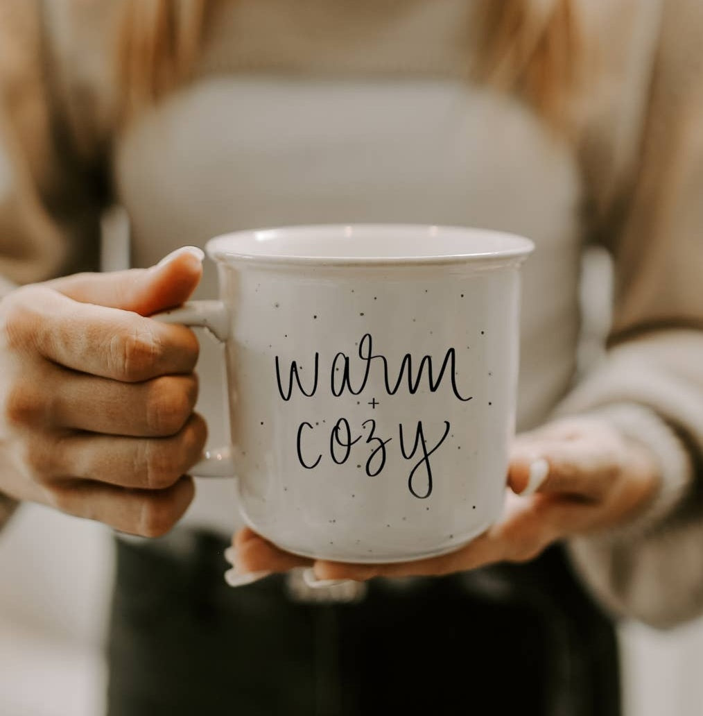 Warm + Cozy Rustic White Ceramic Mug