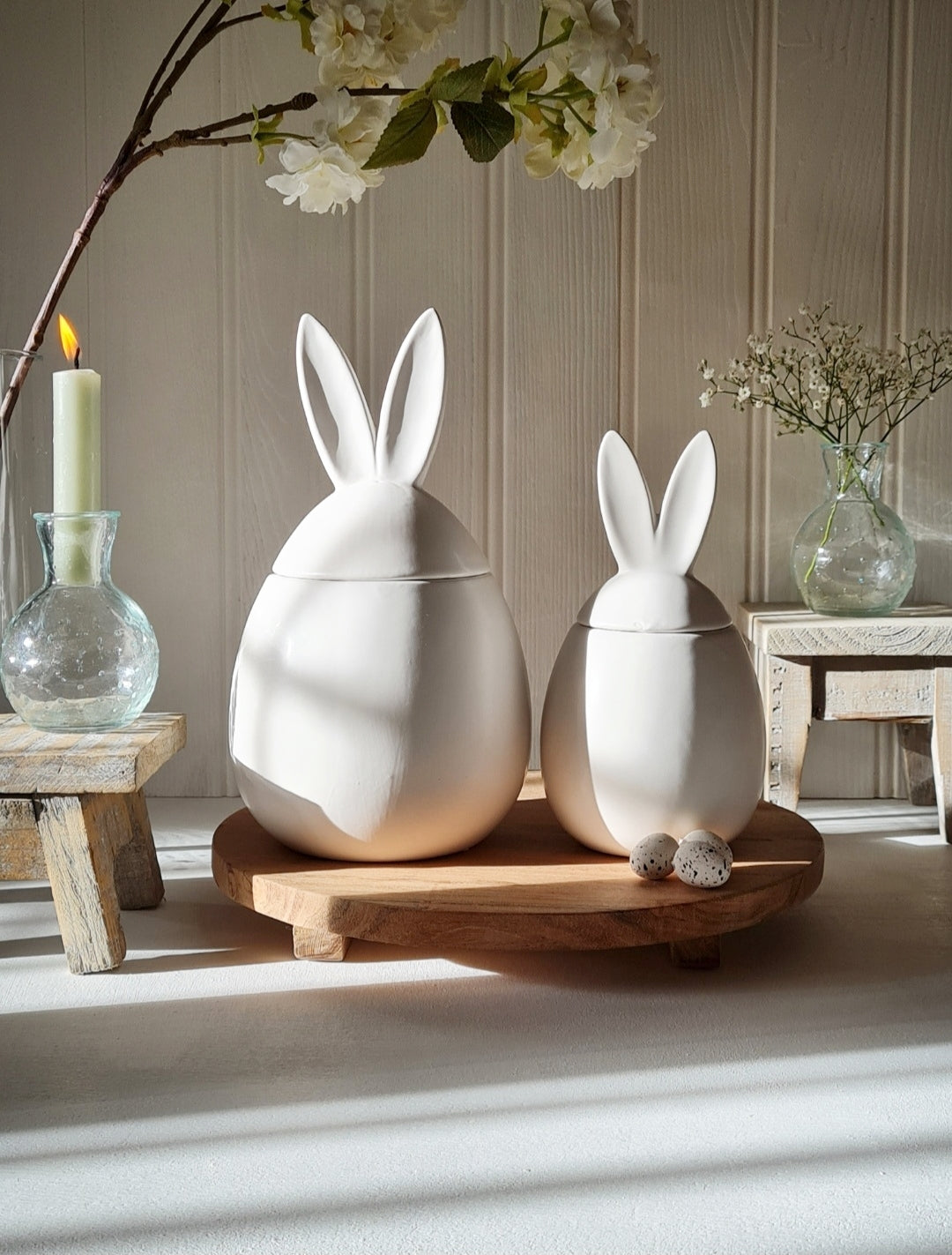 White Bunny Jars