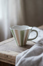 Large Wave Mug - Green & Taupe Stripes